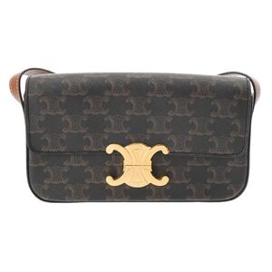 Celine Triomphe Logo Shoulder Bag Tan